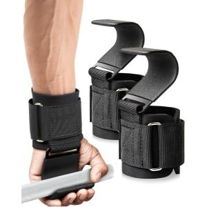 Sander Shop Gewichtheffen Haken Paar, Gewichthefhaken Met Antislip Rubberen Coating, Gewatteerde Polssteun 5mm Neopreen, Weightlifting Hooks Voor Deadlifts, Pull Ups, Krachttraining - 600 LBS (272kg)