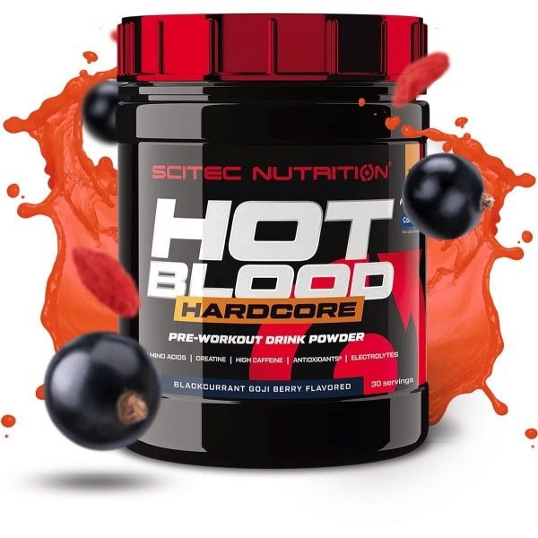 Scitec Nutrition® - Hot Blood Hardcore (375 gram - Blackcurrant/Goji Berry) - Cassis/Goji - 30 doseringen - krachtige pre workout formule - poeder - pre-workout