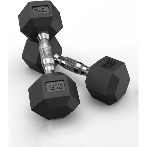 Set Dumbbells Zeshoekig Rubber 7.5 kg - Krachttraining Gewicht