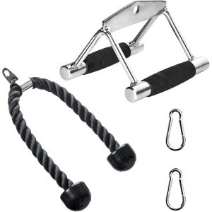 Set Kabel Fitness Accessoires: Dubbele D-Handvat en Triceps Touw voor Krachttraining