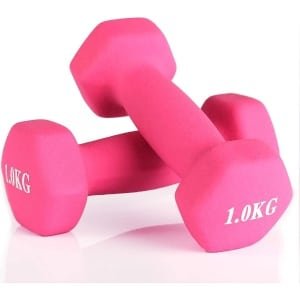Set Neopreen Halters 1 kg - 2 Stuks Roze - Thuisfitness en Krachttraining - Comfortabele Grip - Voor Dames en Kinderen