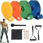 Set Weerstandsbanden met 4 Niveaus, Deuranker en Handgrepen voor Krachttraining en Yoga