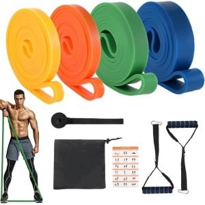 Set Weerstandsbanden met 4 Niveaus, Deuranker en Handgrepen voor Krachttraining en Yoga
