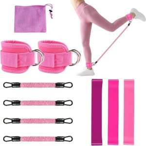Set van 10 weerstandsbanden met enkelbanden en draagtas voor thuisfitness en training, ideaal voor krachttraining en revalidatie