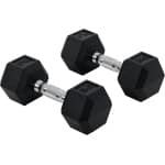Set van 2 Halters 16 KG Totaal - Rubberen Zeshoekige Gewicht voor Krachttraining en Fitness