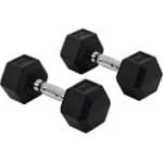 Set van 2 Halters 16 KG Totaal - Rubberen Zeshoekige Gewicht voor Krachttraining en Fitness