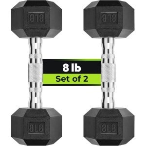 Set van 2 Rubberen Halters (3,6 kg) - Zeshoekige Handgewichten voor Krachttraining