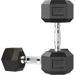 Set van 2 Rubberen Halters van 15 kg voor Krachttraining en Fitness