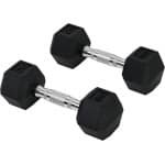 Set van 2 Zeshoekige Dumbbells Gietijzer & Rubber - 2x 5 kg Krachttraining Gewichten