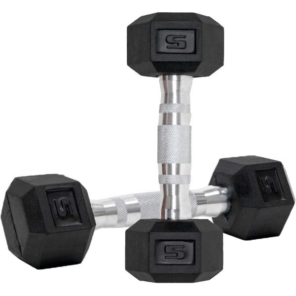 Set van 2 Zeshoekige Rubberen Halters voor Krachttraining en Fitness