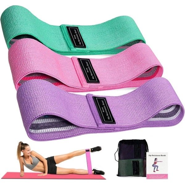 Set van 3 Stof Weerstandsbanden voor Krachttraining - Fitness Elastiek voor Yoga, Pilates en Squats