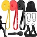 Set van 3 Weerstandsbanden met Handvatten en Deuranker voor Krachttraining en Fitness
