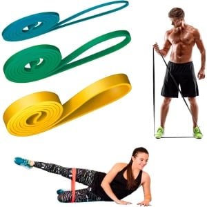 Set van 3 elastische weerstandsbanden voor fitness, crossfit en krachttraining