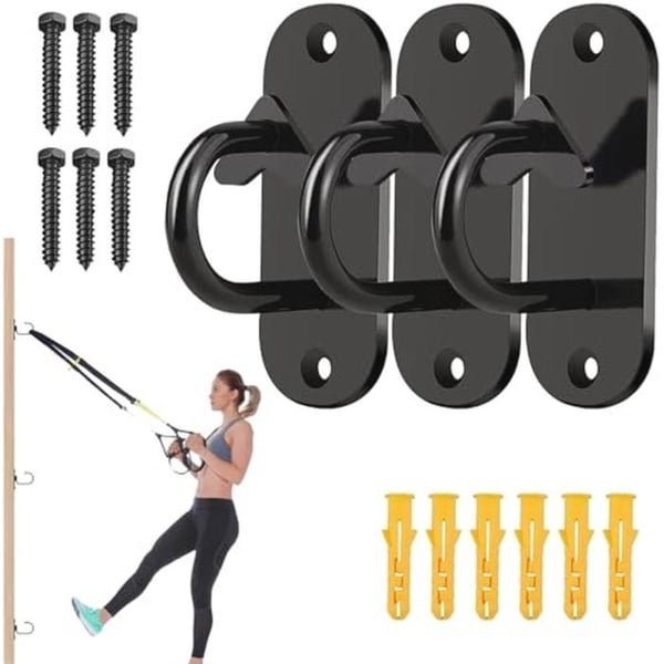 Set van 3 weerstandsbanden met wandankers voor krachttraining en yoga