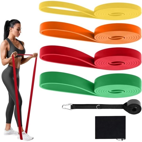 Set van 4 Fitness Weerstandsbanden met verschillende sterktes voor Krachttraining en Yoga
