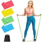 Set van 4 Fitnessbanden voor Weerstands-training, 1,8 m Gymnastiekbanden met 4 Weerstandsniveaus voor Crossfit, Spieropbouw, Yoga en Pilates