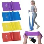 Set van 4 Weerstandsbanden met Weerstandsniveaus voor Fitness en Krachttraining - Ideaal voor Pilates en Yoga, Inclusief Draagtas