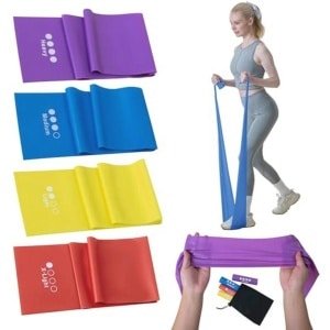 Set van 4 Weerstandsbanden met Weerstandsniveaus voor Fitness en Krachttraining - Ideaal voor Pilates en Yoga, Inclusief Draagtas