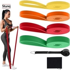 Set van 4 fitnessbanden met deurbevestiging en opbergtas voor krachttraining