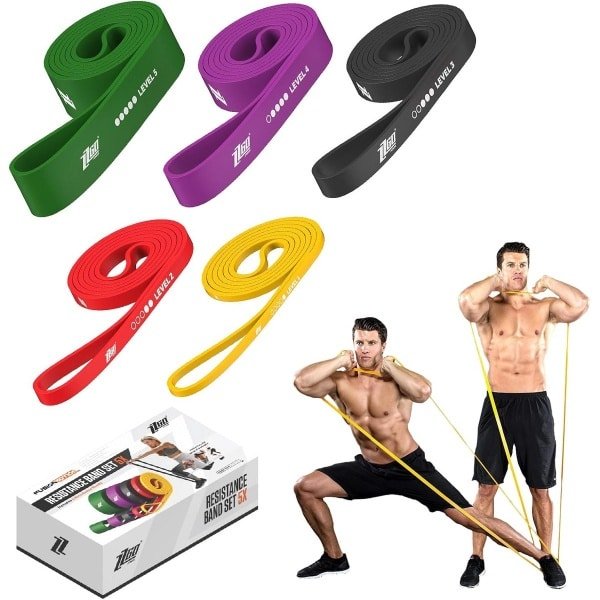 Set van 5 Weerstandsbanden Fitness Elastisch voor Krachttraining en Yoga