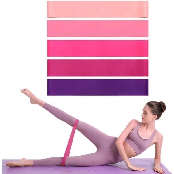 Set van 5 Weerstandsbanden met 5 Intensiteitsniveaus voor Krachttraining en Yoga