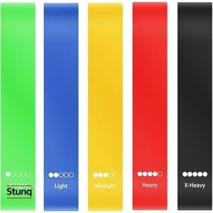 Set van 5 fitness elastieken met verschillende weerstanden voor krachttraining