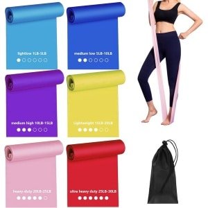 Set van 6 Weerstandsbanden voor Fitness en Krachttraining, 1,5m Elastische Gymnastiekbanden
