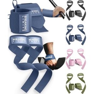 Set voor krachttraining - polsbandages en tilbanden voor gewichtheffen en bodybuilding