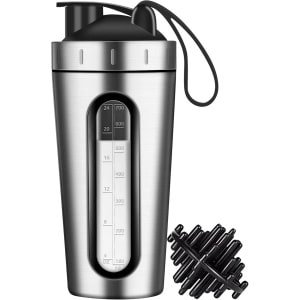 Shakerfles 830 ml - Lekvrije Protein Shaker met Zichtvenster, Geschikt voor Eiwitshakes, Pre-Workout & Smoothies - Roestvrij Staal