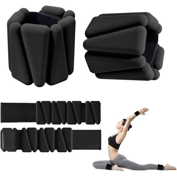 Siliconen pols- en enkelbanden met gewichten - Verstelbare banden met gewichten - Set van 2 - 450 g per stuk - Geschikt voor fitness en krachttraining - Ideaal voor thuis, in de sportschool en op reis - Zwart