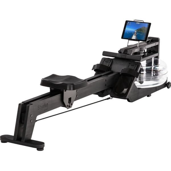 Skandika waterroeier Styrke Premium - Made in Germany, roeimachine water van hout, Kinomap app-functie, roeitrainer voor thuis, essen uit Duitsland, rood gekleurd geolied, tot 180 kg