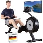 Skandika zelfgenererende roeitrainer met generator Njord P6-G - 32 elektrische weerstandsniveaus, tot 200 cm en 135 kg, compatibel met Kinomap-app, voor thuis | Fitnessapparaat voor krachttraining