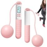 Snoerloze Springtouw - Fitness Touw - Cardio Training - Digitale Teller - 17.5 cm Handvat - Roze en Wit