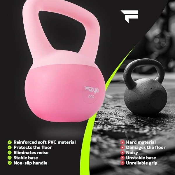 Soft Kettlebell - Fitness Gewicht - Thuis Krachttraining - Vloerbeschermend PVC - 2 kg - Roze