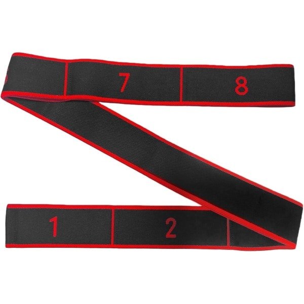 Sport Band - 8 Weerstandslevels - Rekbaar en Duurzaam - Voor Mannen en Vrouwen - Elastische Krachttraining - Fitness - Yoga - Pilates (Zwart en Rood)