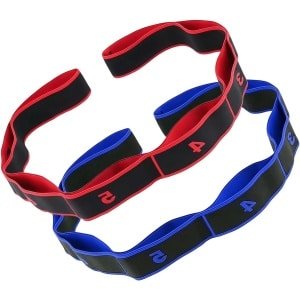 Sport Elastieken Set - Fitness Banden - Krachttraining & Yoga - Verstelbare Lussen - 90cm x 4cm - Rood en Blauw