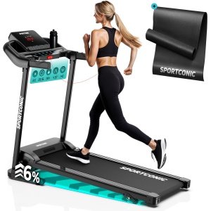 Sportconic Loopband 1-12 km/u - Loopband Inklapbaar - Professionele Loopband voor Thuis - 12 Programma's - Met Hellingfunctie - Incl. LED-display, Hartslagmeter en Beschermmat