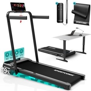Sportconic Loopband 1-12km/u - Walking Pad - Loopband Inklapbaar - Wandelband - Met Hellingfunctie - Incl. Tablethouder, Afstandsbediening en Beschermmat