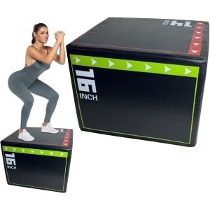 Springbox - Plyometrisch gereedschap - Cardio krachttraining - Schokbestendig antislip - 40x30x35cm - Zwart