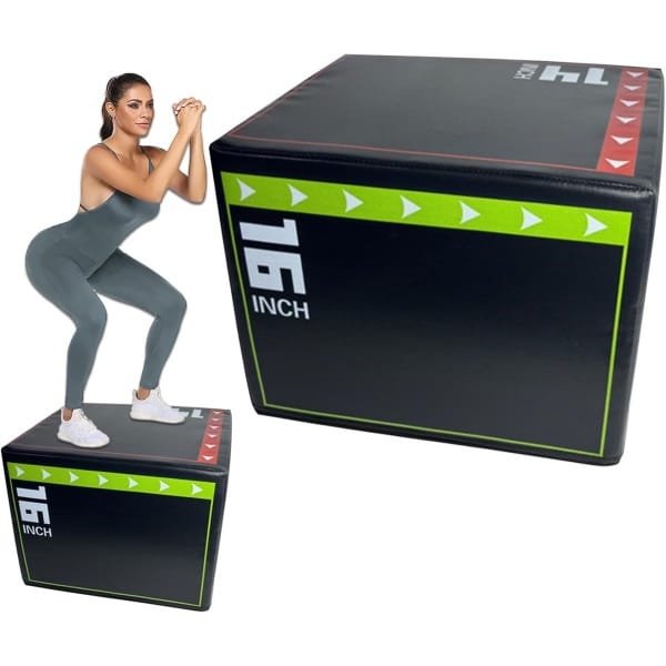 Springbox - Plyometrisch gereedschap - Cardio krachttraining - Schokbestendig antislip - 40x30x35cm - Zwart