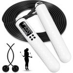 Springtouw - Draadloos springtouw - Verstelbaar springtouw - Met teller - Geschikt voor alle leeftijden en geslachten - Ideaal voor fitness, workouts, cardio en thuisgyms - Wit