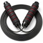 Springtouw Fitness - Cardio Touw - Krachtige Training - Stalen Kern Kogellagers - Verstelbaar - Zwart Rood