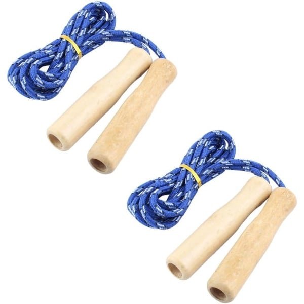 Springtouw Houten Handvat - Cardio Fitness Touw - Conditietraining Thuis - Comfortabele Grip - 228 cm Lang - Blauw