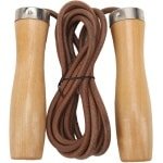 Springtouw Houten Handvat - Fitness Touw Oefentouw - Cardio Training Verbeteren - Slijtvast Koeienhuid Touw - 238 Gram - Bruin