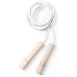 Springtouw Katoen - Fitness Touw - Cardio Training - Ergonomische Houten Handgrepen - 3 Meter Lengte - Natuurlijk