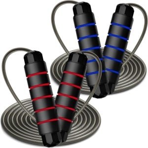 Springtouw - Oefentouw Cardio - Fitness Training - Verstelbare Lengte - 110 Inch - Rood Blauw