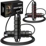 Springtouw Set - Fitness Touw - Cardio Training - Knoopvrij Ontwerp - Verstelbaar 110 Inch - Zwart Rood