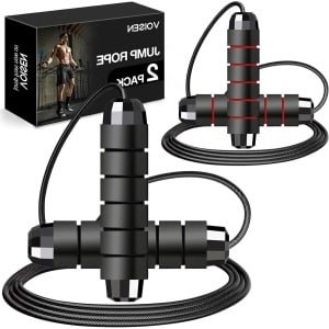Springtouw Set - Fitness Touw - Cardio Training - Knoopvrij Ontwerp - Verstelbaar 110 Inch - Zwart Rood