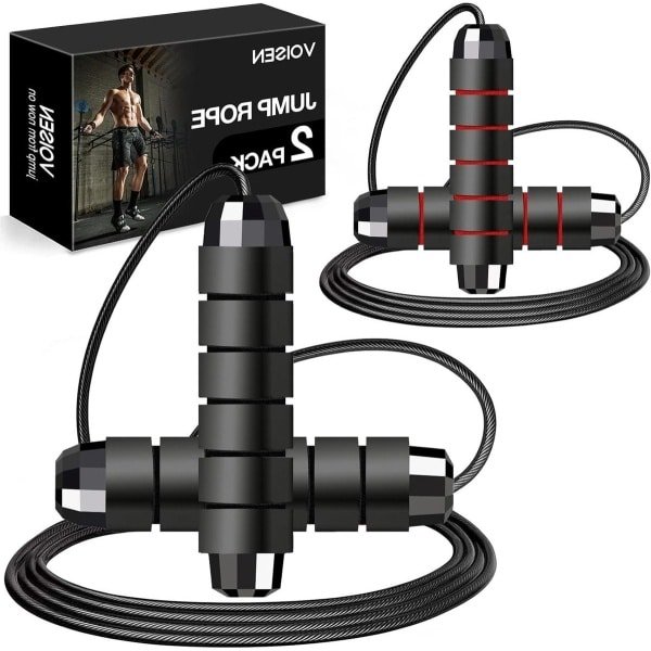 Springtouw Set - Fitness Touw - Cardio Training - Knoopvrij Ontwerp - Verstelbaar 110 Inch - Zwart Rood