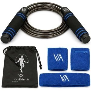 Springtouw Set - Fitness Touw - Cardio Training - Verstelbare Lengte - 300 Gram - Blauw